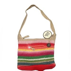 The Sak Rainbow Woven Crossbody Handbag Purse Bag NWT Beach Stripped Classic